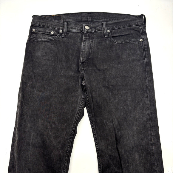 2013 Levi's 514 Black Wash Relaxed Straight Leg Denim Jeans 35x30 Actually 36x29 - Picture 3 of 13
